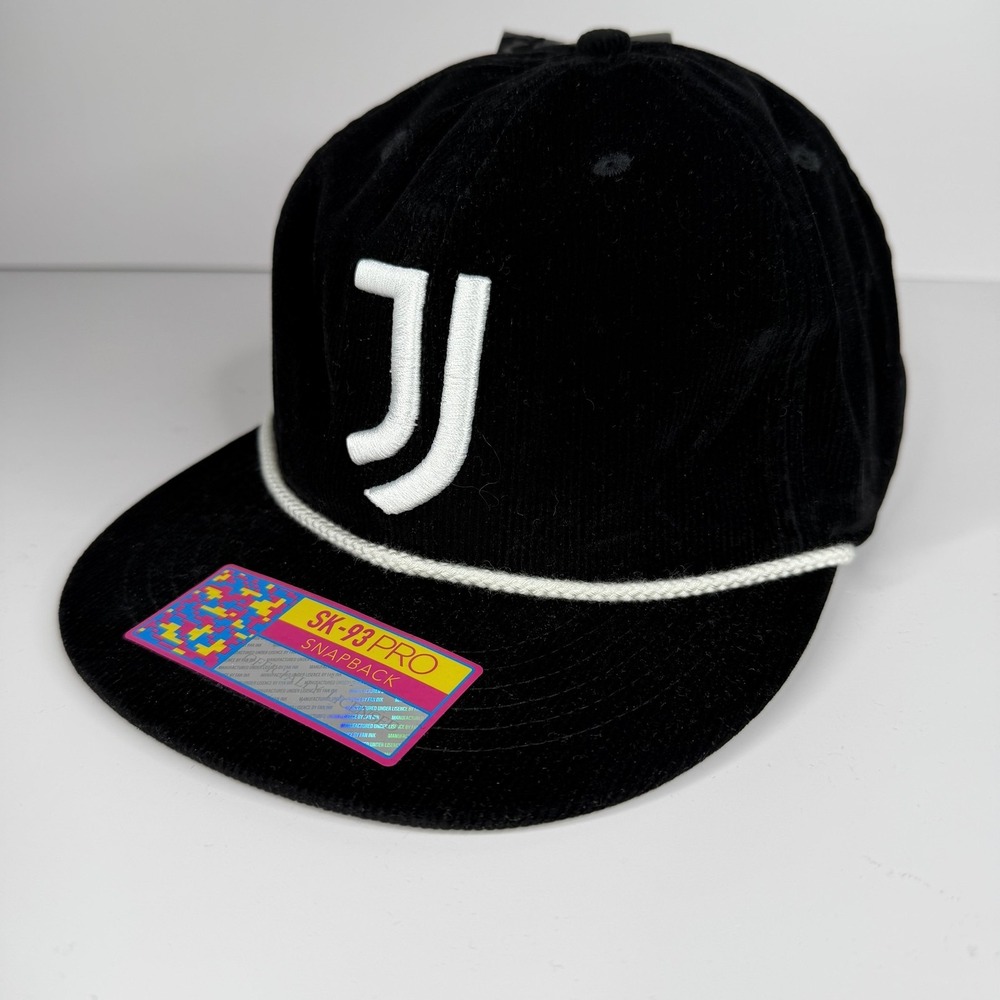 Juventus Rope Hat Cap Strap Back Mens One Size Black Soccer Fan Ink Corduroy